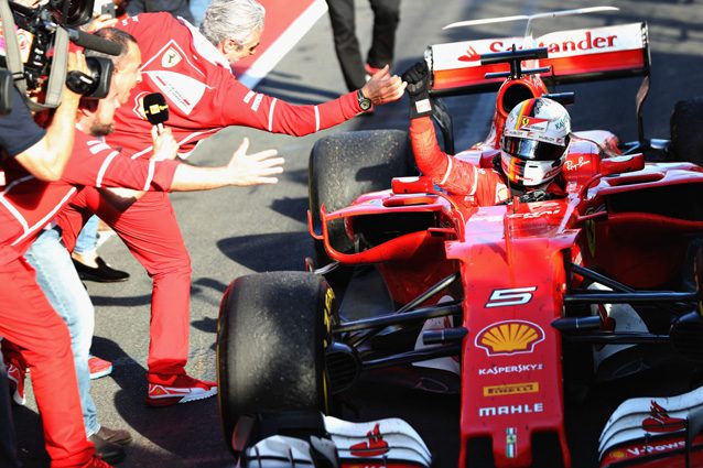 Sebastian Vettel e Maurizio Arrivabene – Getty Images
