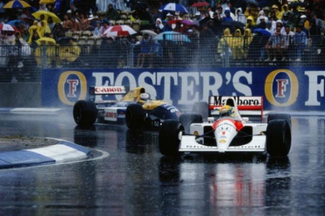 Senna e Mansell sotto la pioggia 1991