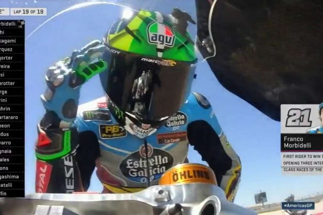 Franco Morbidelli festeggia la vittoria del Gp delle Americhe / MotoGp.com