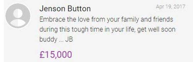 La donazione di Jenson Button / JustGiving.com
