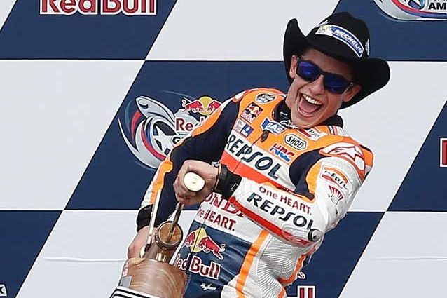 Marc Marquez festeggia la vittoria del Gp delle Americhe del 2016 / GettyImages