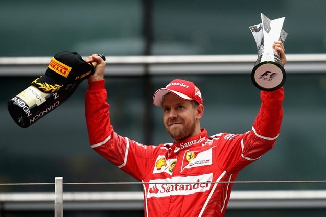 Sebastian Vettel sul podio del Gran Premio di Cina – Getty Images