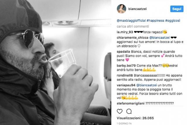 Bianca Atzei accanto al suo Max, con lei anche la ex di Biaggi, Pedron
