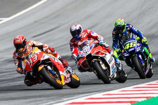 Marc Marquez, Andrea Dovizioso e Valentino Rossi / GettyImages