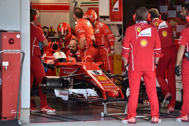 La SF70H ai box dopo il ritiro in Giappone – Getty images