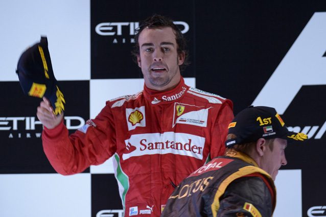 Alonso festeggia il 2° posto ad Abu Dhabi nel 2012 – Getty images