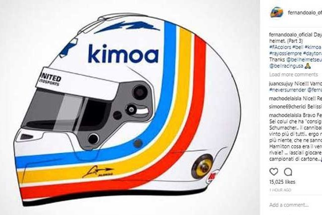 Il casco di Fernando Alonso per la 24 Ore di Daytona / Instagram