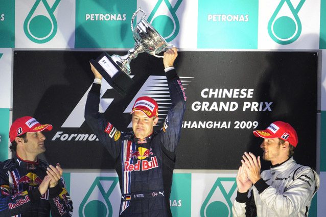 Vettel festeggia la prima vittoria Red Bull in F1 – Getty images