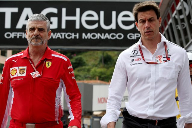 Maurizio Arrivabene e Toto Wolff – LaPresse