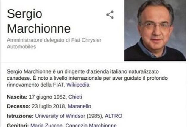 E’ morto Sergio Marchionne