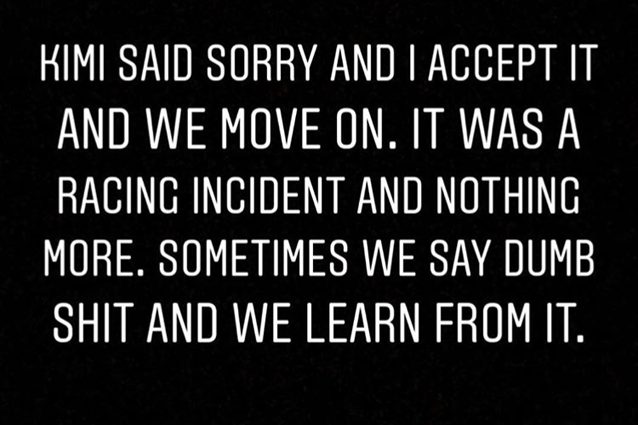 Il messaggio di Hamilton su Instagram