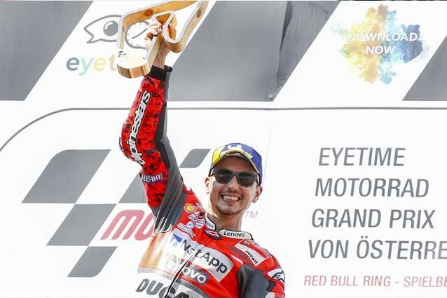 Jorge Lorenzo sul gradino più alto del podio del Red Bull Ring / Getty Images