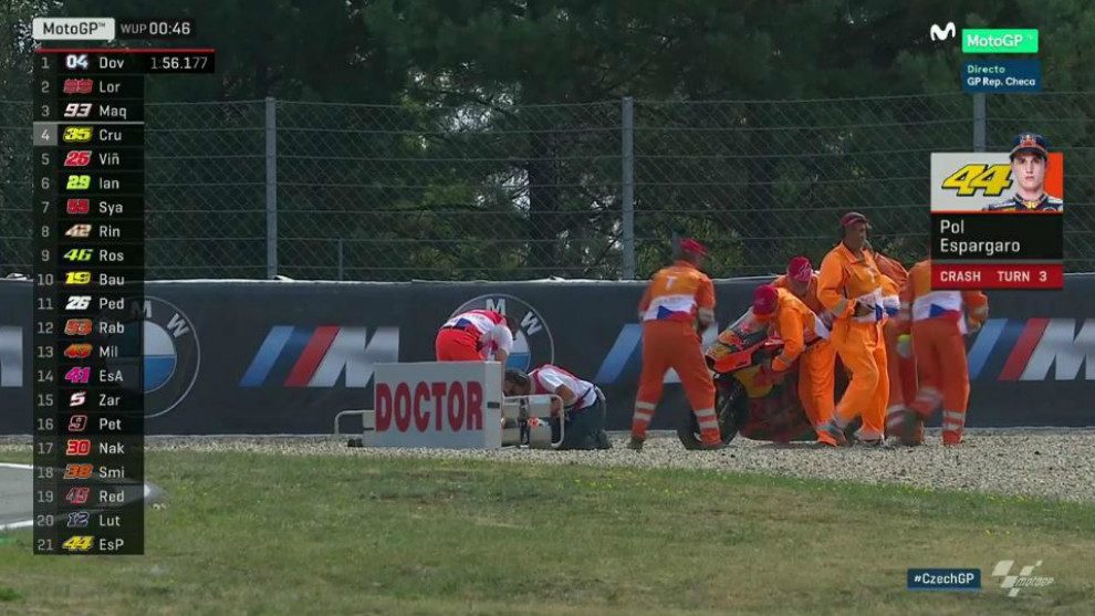 I primi soccorsi a Pol Espargaro / Movistar tv