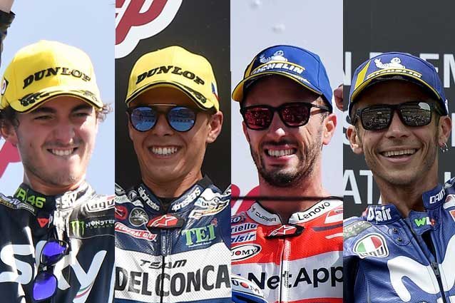Pecco Bagnaia, Fabio Di Giannantonio, ANdres Dovizioso e Valenitno Rossi