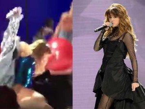 Selena Gomez cade sul palco e scherza: "La prima di questo dannato tour"