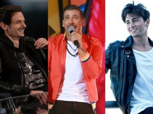 Da sx: Fabio Rovazzi, Francesco Gabbani e Riki