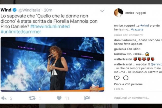 Enrico Ruggeri rimprovera Wind per la gaffe sui social: "Ca**ate"