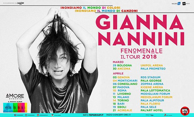 Date del tour Fenomenale di Gianna Nannini.