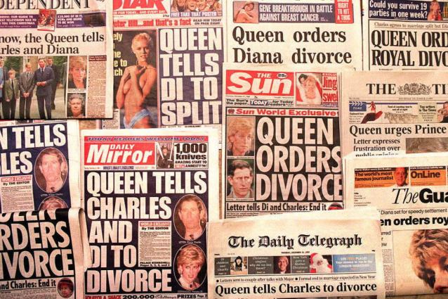 I tabloid dell'epoca: "La Regina ordina a Carlo di divorziare da Diana"
