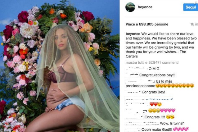Beyoncé è incinta per la seconda volta: la cantante aspetta due gemelli da Jay-Z