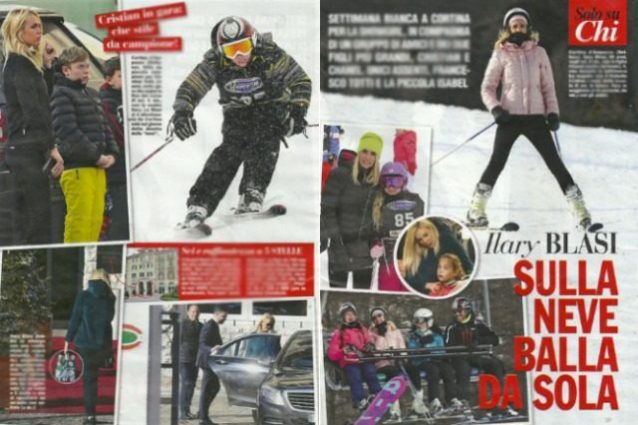 Ilary Blasi in vacanza sulla neve coi figli, papà Totti resta a casa con la piccola Isabel