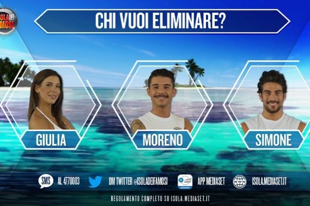 Simone Susinna, Moreno e Giulia Calcaterra in nomination all’Isola dei Famosi 2017
