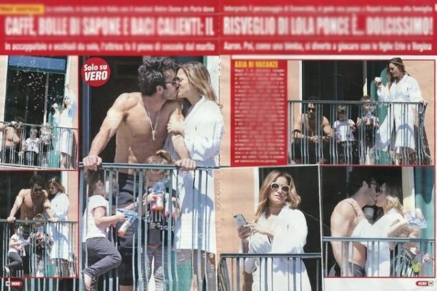 Baci focosi sul balcone per Lola Ponce e Aaron Diaz, poi arrivano le figlie a interromperli