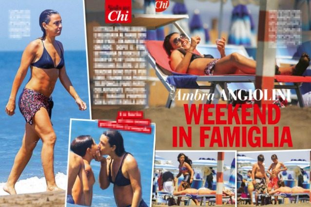 Altri baci di Ambra al mare: sono per il figlio Leonardo, Max Allegri si diverte altrove