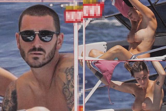 Il topless di Martina Maccari infiamma l'estate italiana, Leo Bonucci sta a guardare