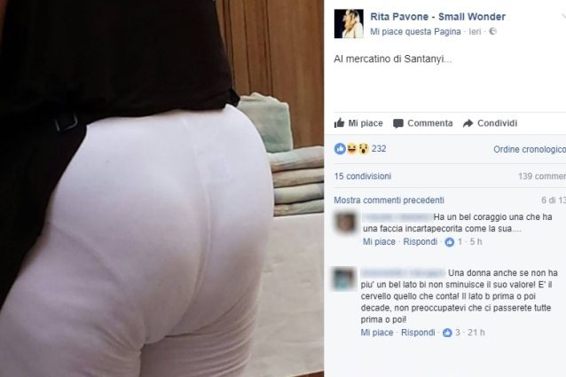 Rita Pavone prende in giro una sconosciuta per il Lato B imperfetto, poi si infuria per gli attacchi