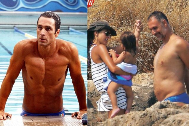 Raoul Bova papà dolce e premuroso al mare con Luna, addio addominali scolpiti