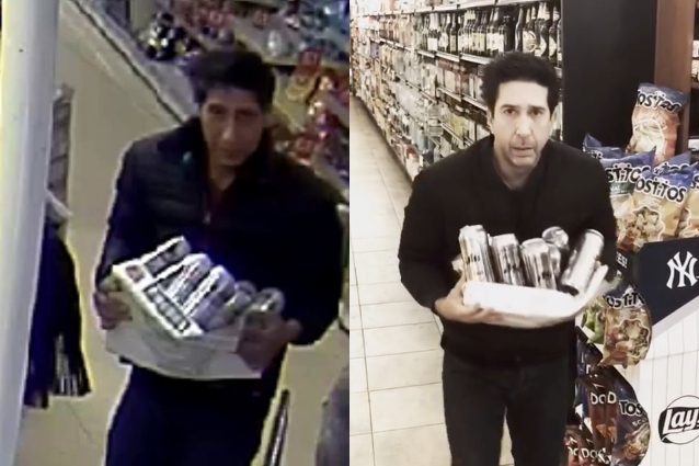 A sinistra l’uomo sospettato di furto, a destra David Schwimmer