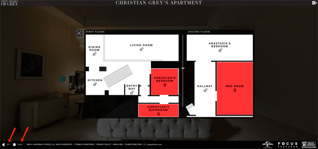 La piantina interattiva della casa di Christian Grey