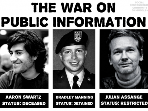 Aaron Swartz, Bradely Manning (oggi Chelsea) e Julian Assange