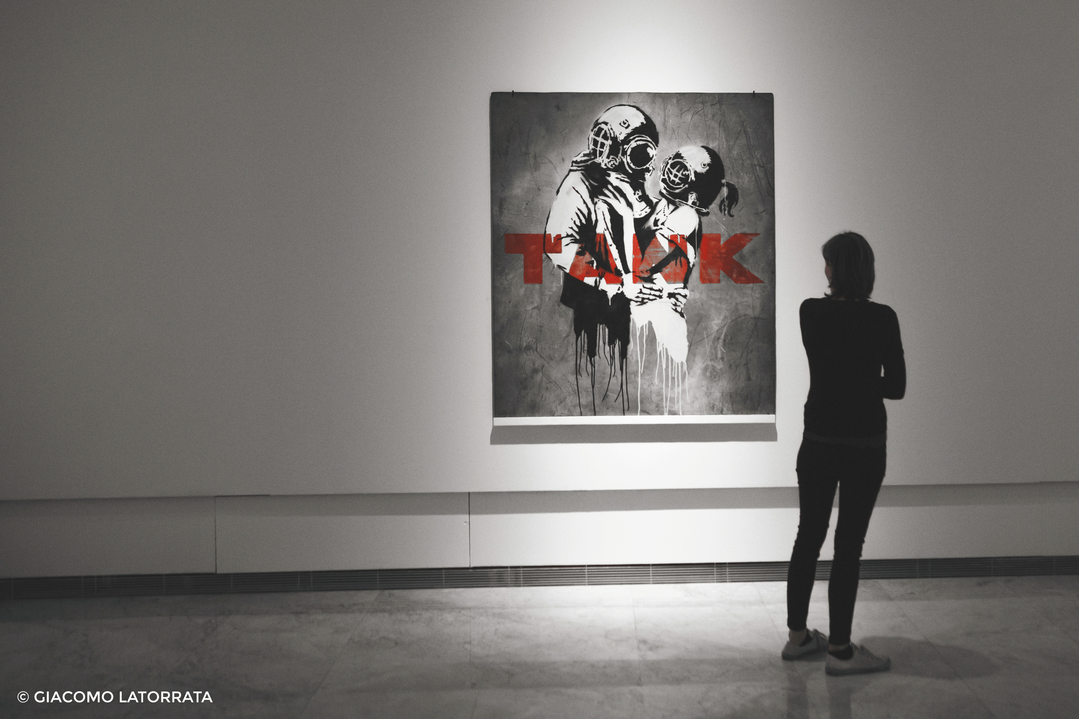 Tank by Banksy, Palazzo Cipolla. Credits: Giacomo Latorrata