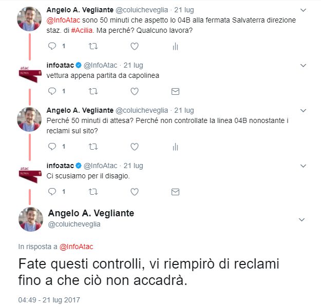 atac blog fanpage reclamo roma angelo andrea vegliante