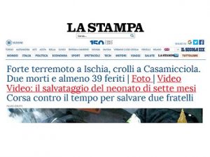 Il terremoto di #Ischia sulla stampa (e sulla Stampa)