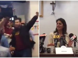 Virginia Raggi presenta la funivia Battistini-Casalotti, contestazione di Casapound