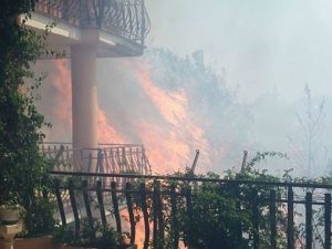 Vasto incendio a Mentana, evacuato un hotel. Fiamme vicinissime alle case