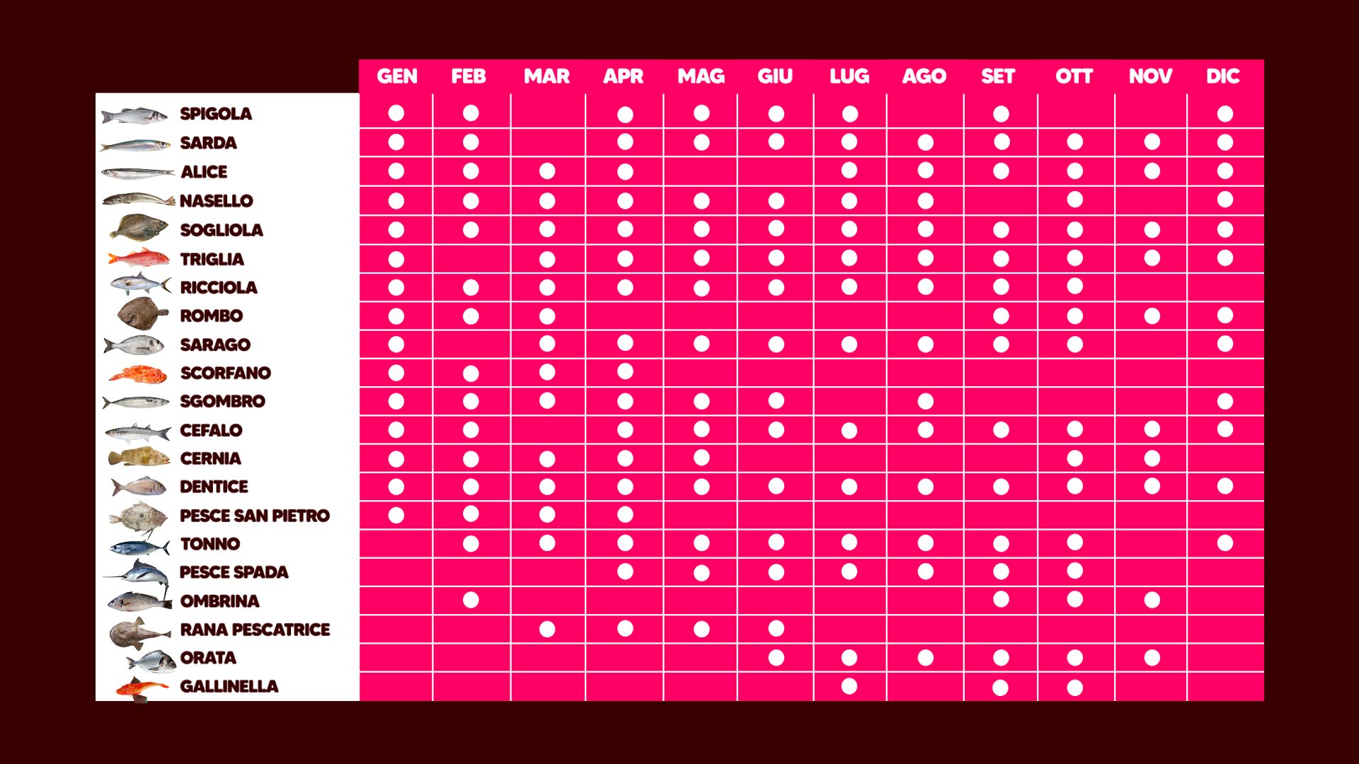 Calendario Del Pesce Di Stagione Cosa Comprare In Pescheria Mese Per Mese Calendario Del Pesce Di Stagione Cosa Comprare In Pescheria Mese Per Mese