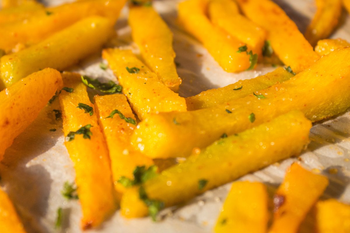 Baked pumpkin fries a healthier and flavorful version of the regular fries!