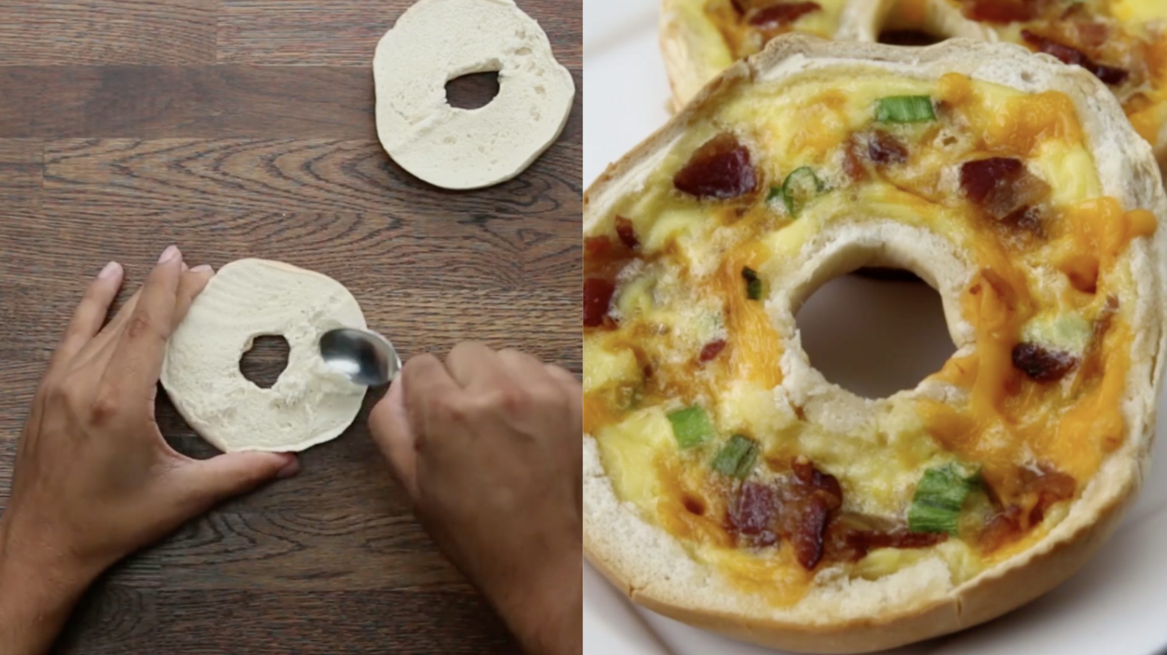Bagel boats a perfects recipe for breakfast lovers