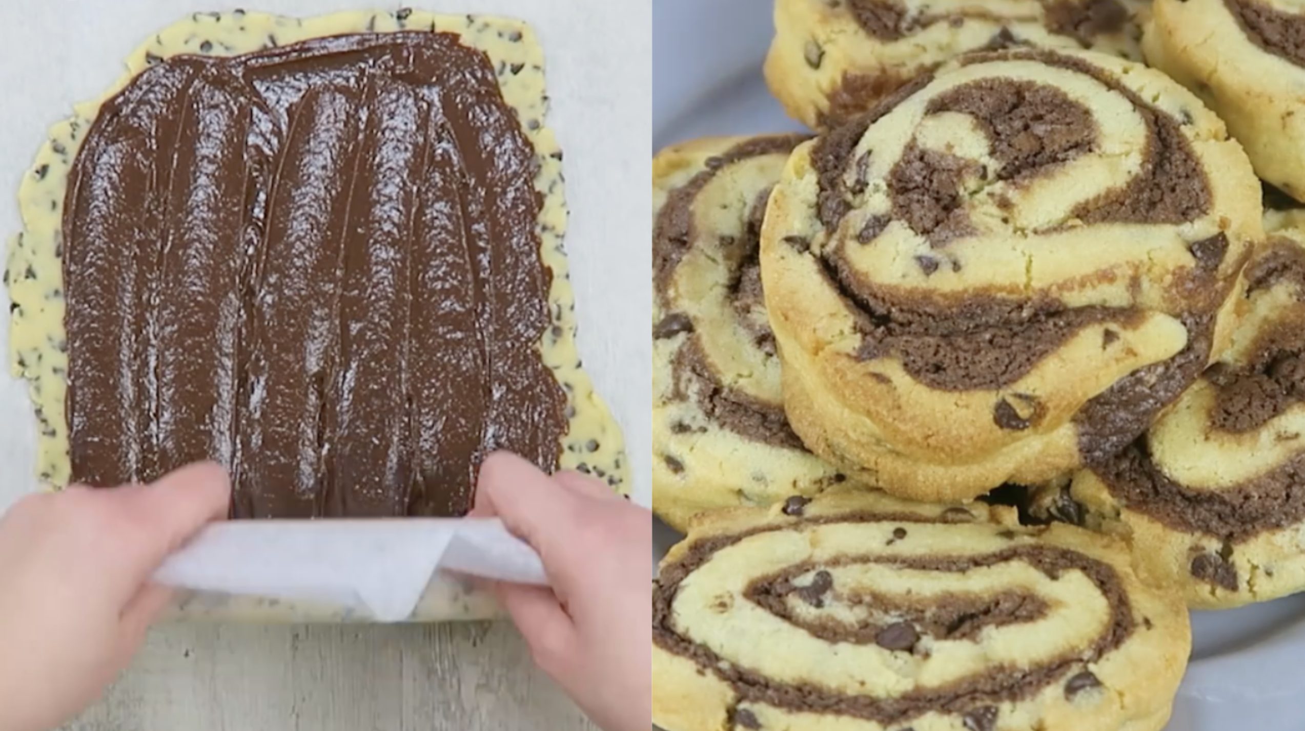 Chocolate chip cookie and brownie rollups two delicious treats in one!