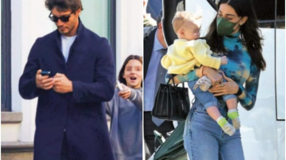 Stefano De Martino e Belen Rodriguez, con in braccio Luna Marì. foto Chi).
