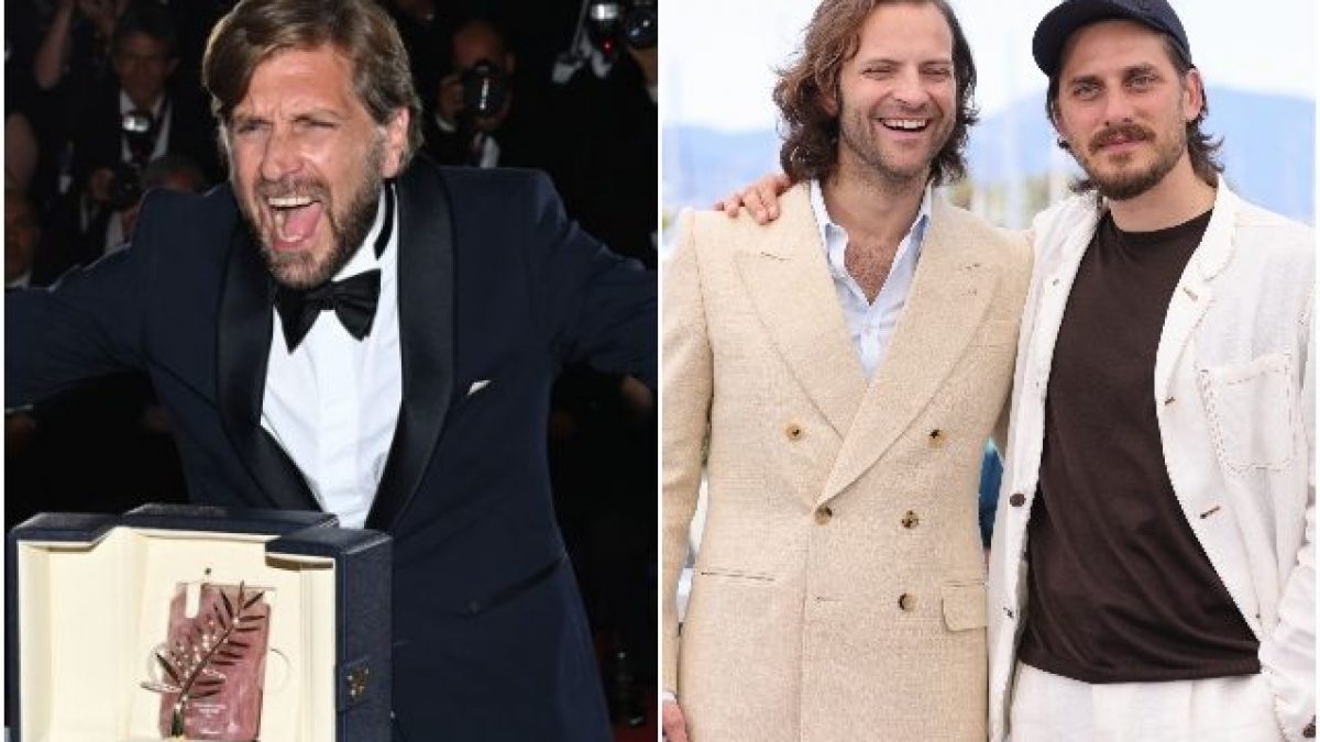 A sinistra Ruben Östlund, a destra Alessandro Borghi e Luca Marinelli