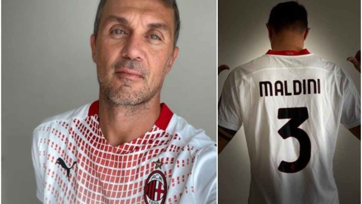 Paolo Maldini con la maglia away del Milan: Che emozione. Il nostro è un  club unico