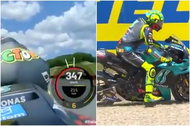 Valentino Rossi spinge al limite la sua M1 ma finisce nella ghiaia nelle  prove libere del GP Mugello