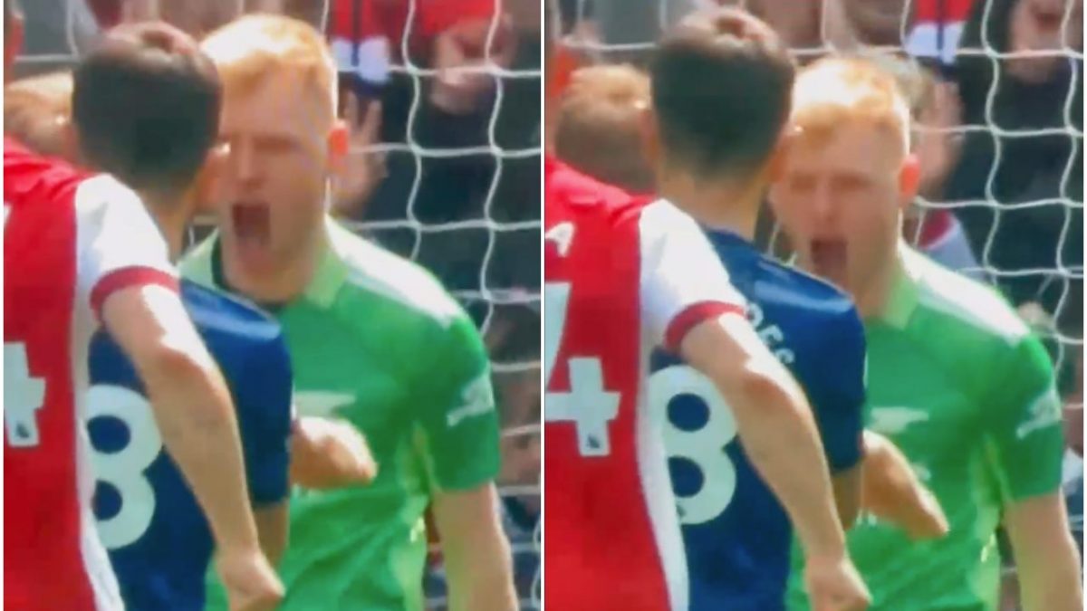 La disperazione di Bruno Fernandes e la gioia smodata del portiere dell’Arsenal dopo il rigore fallito dallo United.