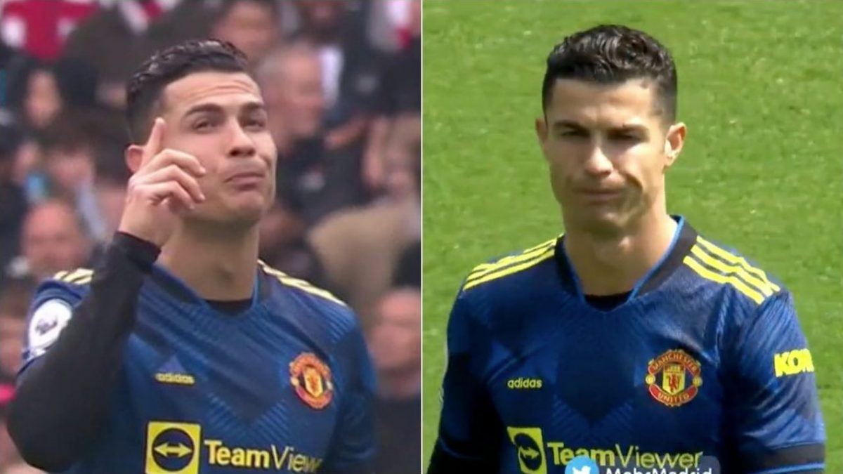 L’esultanza commossa di Cristiano Ronaldo dopo la rete segnata contro l’Arsenal.