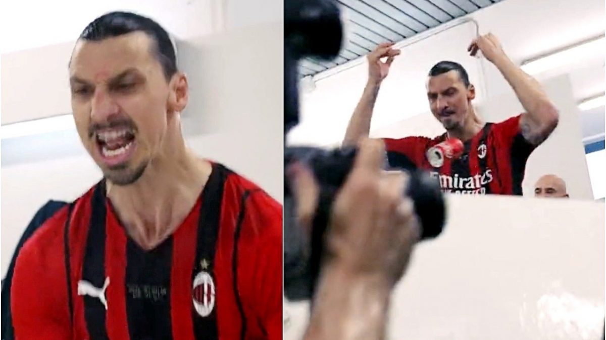 Zlatan Ibrahimovic arringa il Milan e alla fine del discorso solleva il tavolo all’interno dello spogliatoio.